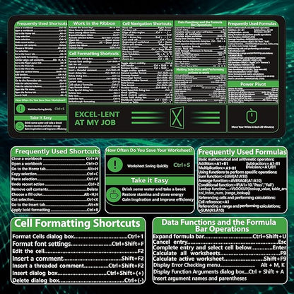 iCasso Excel Cheat Sheet Desk Pad, Excel Mouse Pad Shortcuts, Excell Short Cut - Image 3