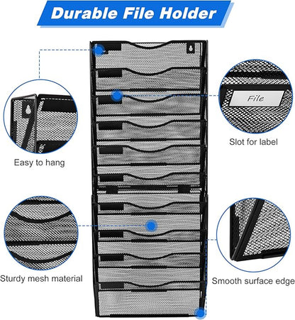Solinxe Wall File Holder, 10 Pockets Hanging File Folder, Paper Organizer - Image 4
