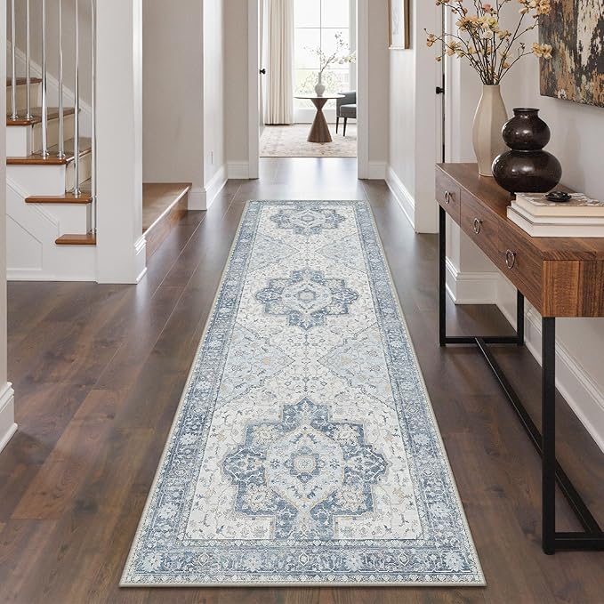 GENIMO Runner Rug 2'6"x6 Machine Washable Non Slip Vintage Hallway Runner Rug by GENIMO