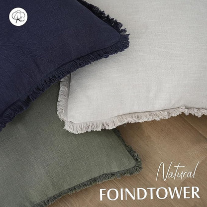 Foindtower Set of 2 Decorative Linen Fringe Throw Pillow Covers Cozy Boho - Image 4