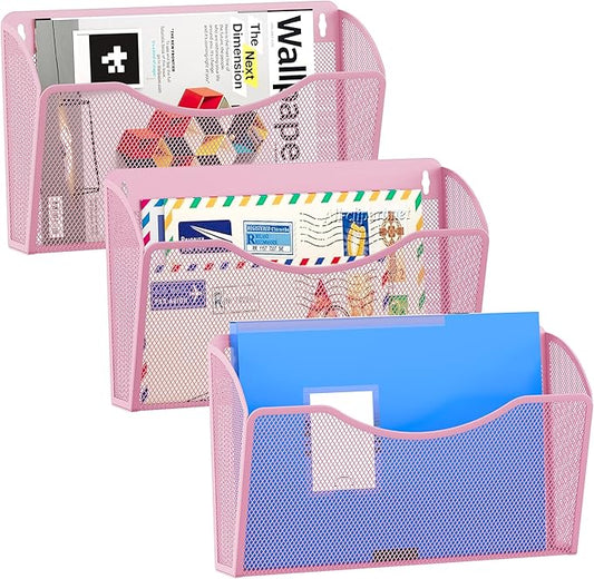 EasyPAG 3 Single Pocket Wall File Organizer, Mesh Hanging File Folder Organizer by EasyPAG