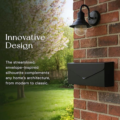 NACH Black Envelope Wall Mount Mailbox, Rust Resistant Metal Mailbox, Mailboxes - Image 3