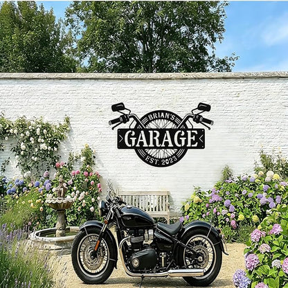 Custom Motorcycle Wheel Metal Signs Personalized Biker Name Sign Custom Garage - Image 9