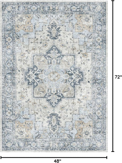 GENIMO 4x6 Area Rugs for Living Room, Machine Washable Rug, Non Slip Vintage - Image 2
