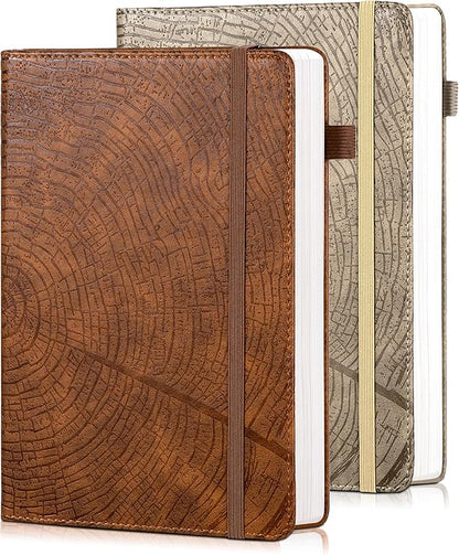 CAGIE Lined Journal for Men Women, Tree Growth Ring Leather Bound Journal by CAGIE