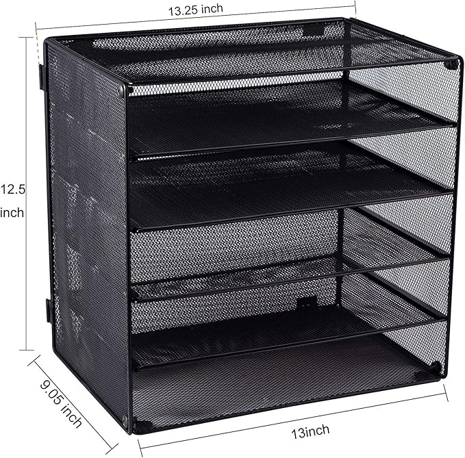 EASEPRES 5 Slot Mesh Desk Organizer Tray, File Paper Letter Folder Holder - Image 3