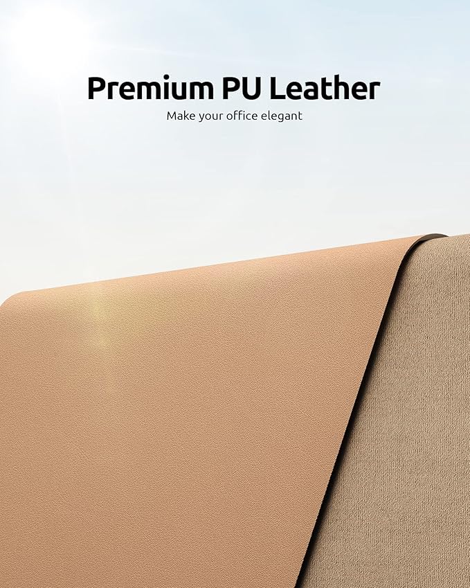 YSAGi Leather Desk Protector, Office Mat, Large Mouse Mat, Non-Slip PU Leather - Image 2
