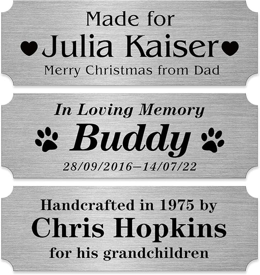 Personalized Name Plates, Stainless Steel Trophy Plates Engraved, Custom Name by Caramel