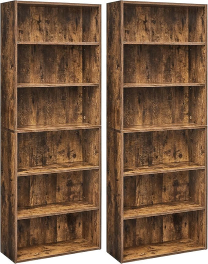 VASAGLE Set of 2 Bookshelves, 23.6 Inches Wide, 6-Tier Open Bookcases by VASAGLEbySONGMICSHOME
