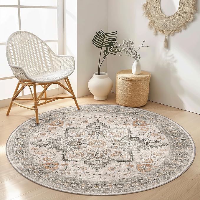 GENIMO 3FT Round Area Rugs for Living Room, Circle Rugs Machine Washable Low by GENIMO