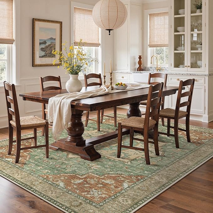 GENIMO 6x9 Area Rugs for Living Room, Machine Washable Non Slip Vintage Rugs - Image 2