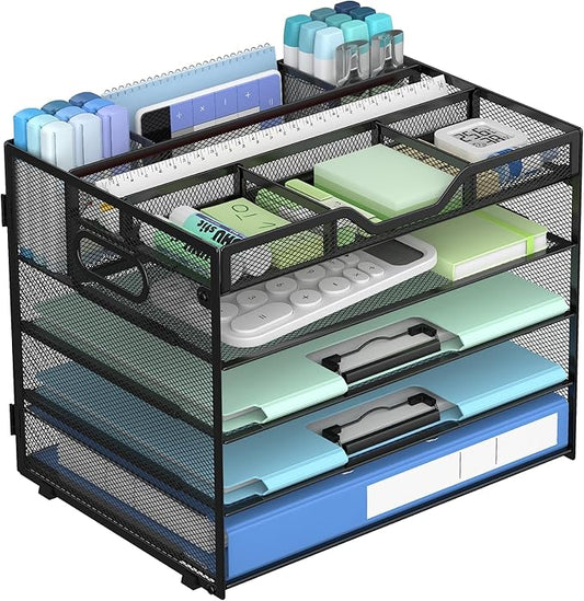 Docnest 5 Tier Mesh Desk Organizer- Letter Tray by DocNest