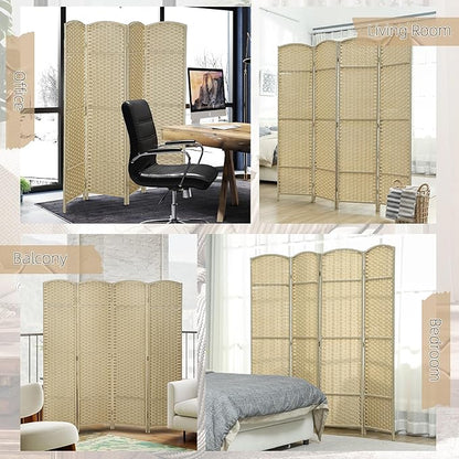 HOMCOM Room Divider, 4 Panel Folding Privacy Screen, 5.6' Tall Freestanding - Image 6