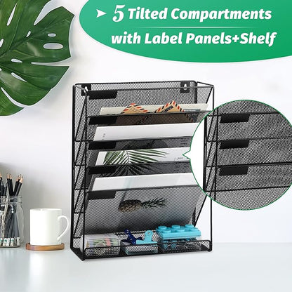 EASEPRES Desk File Organizer Mesh 6-Tier, Hanging Wall Mount Document - Image 3