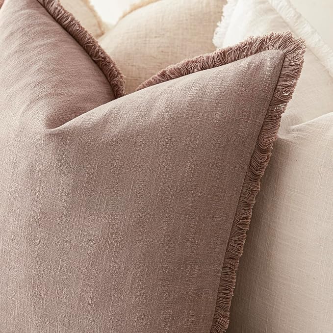 Foindtower Set of 2 Decorative Linen Fringe Lumbar Throw Pillow Covers - Image 5
