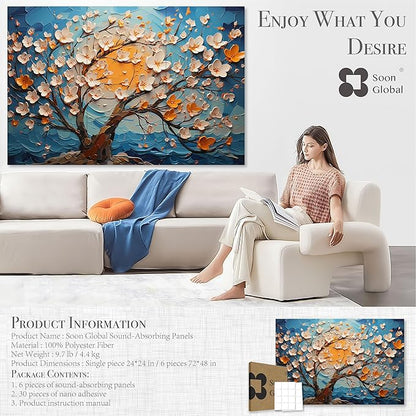 Soon Global Acoustical Wall Panels, 72 X 48 Inches Art Acoustic Panels - Image 4