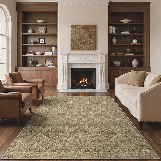 GENIMO 3x5 Area Rugs for Living Room, Machine Washable Non Slip Vintage Rugs by GENIMO
