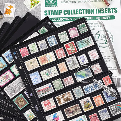 10 Sheets 20 Pages Postage Stamp Album Pages, 7 Pockets 7.7X 1.35in Stamp - Image 7