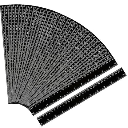 50 Pack Black Plastic Ruler, 12 Inch Standard/Metric Rulers Straight Ruler by eBoot