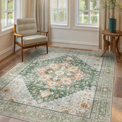 GENIMO 8x10 Area Rugs for Living Room, Machine Washable Non Slip Vintage Rugs by GENIMO