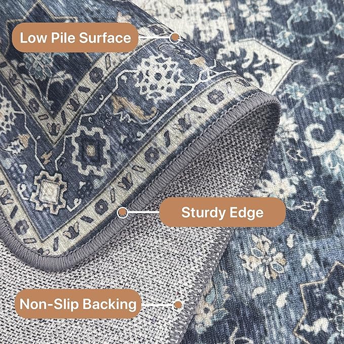 GENIMO 8x10 Area Rugs for Living Room, Machine Washable Non Slip Vintage Rugs - Image 6