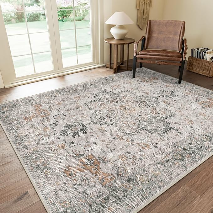 GENIMO 3x5 Area Rugs for Living Room, Machine Washable Non Slip Vintage Rugs by GENIMO