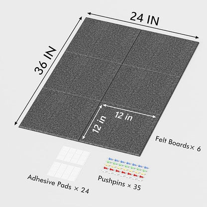 Neatsure Large Cork Board for Wall, 6 Panels Felt Tiles Tack Push Pin Board for - Image 3