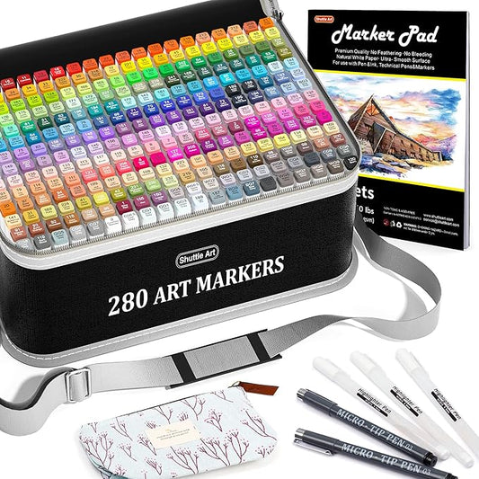Shuttle Art 280 Colors Dual Tip Alcohol Based Art Markers, 279 Colors Permanent by ShuttleArt