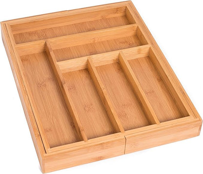 BIRDROCK HOME Bamboo Expandable Utility Drawer Organizer – Utensil Silverware – - Image 2