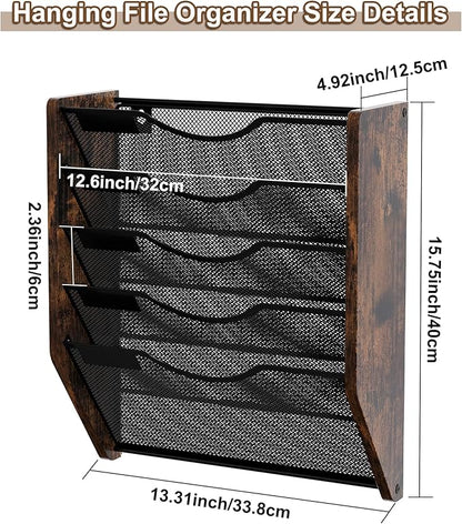 PAG-Mass Wall File Organizer, 5 Tier Mesh Mail Organizer Wall Mounted, Hanging - Image 7
