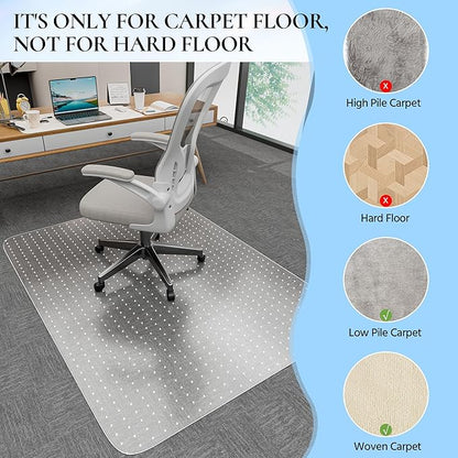 HOMEK Office Chair Mat for Low Pile Carpet, 48” x 36” Transparent Office Desk - Image 3