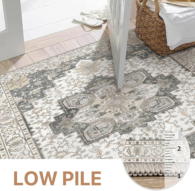 GENIMO 7'6''x9'6'' Area Rugs for Living Room, Machine Washable Non Slip Vintage - Image 4