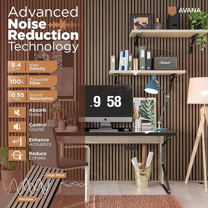 Avana Acoustic Wood Wall Panels – 47.2 X 12.6 Inch Smoke Walnut Acoustic Panels - Image 5