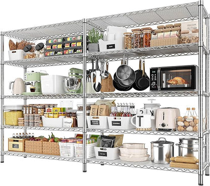 REIBII 69.8" W Storage Shelves 1510LBS Wire Shelving Unit 5 Tier Metal Shelving by REIBII