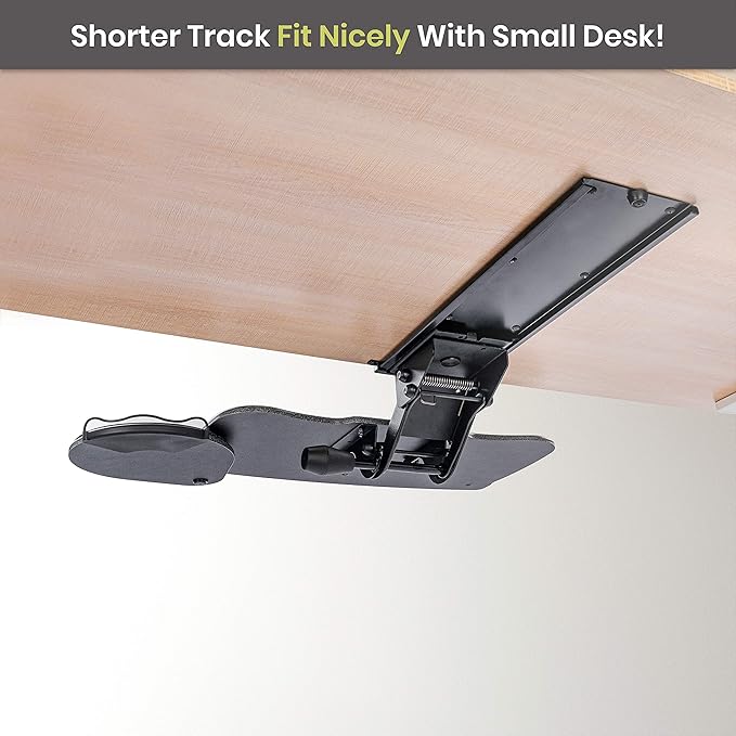 FERSGO Under Desk Keyboard Tray, 17.75" Track, One Knob Control, Undermount - Image 6