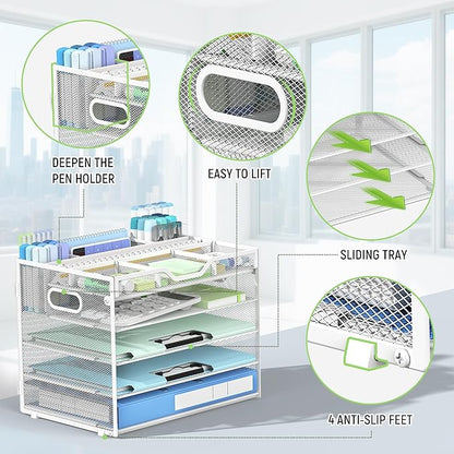 Docnest 5 Tier Mesh Desk Organizer- Letter Tray - Image 5