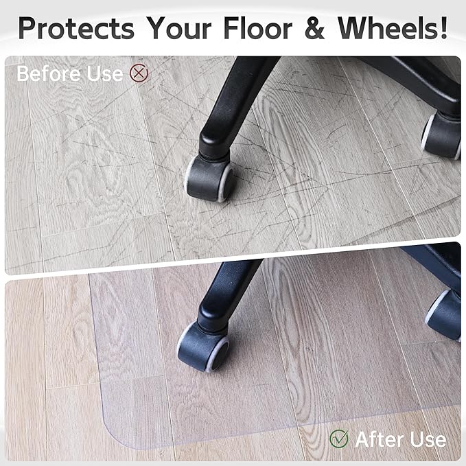 HOMEK Office Chair Mat for Hardwood Floor, 46”x 60” Crystal Clear Hard Floor - Image 3
