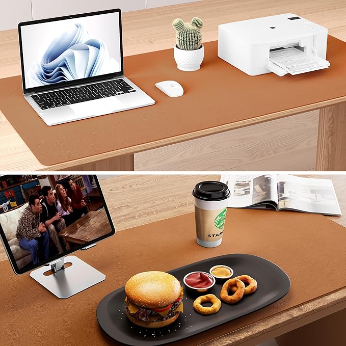Aothia Double-Sided Desk Pad, 35.4" x 15.7"Leather Desk Mat, Eco Cork Desk Pad - Image 6