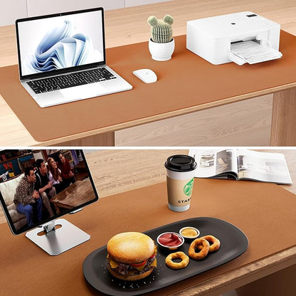 Aothia Double-Sided Desk Pad, 37.8"x17" Leather Desk Mat, Eco Cork Desk Pad - Image 6
