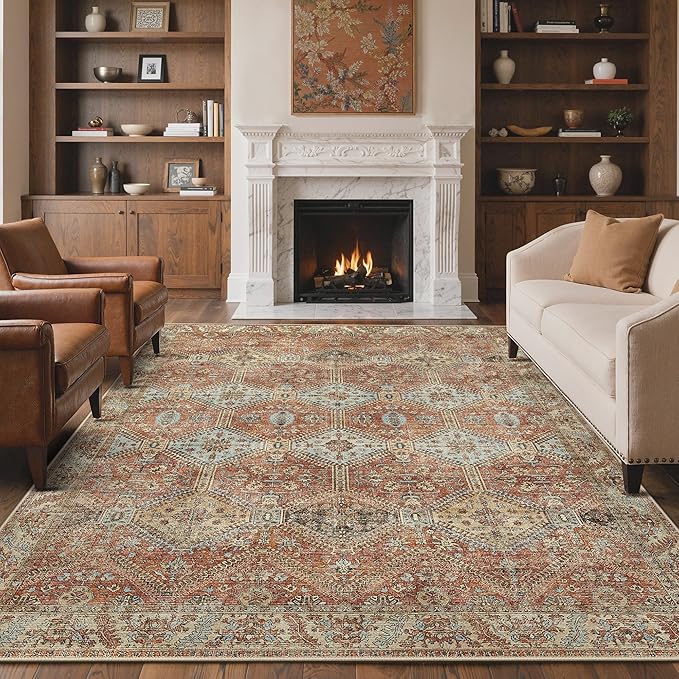 GENIMO 8x10 Area Rugs for Living Room, Machine Washable Non Slip Rugs, Low Pile by GENIMO