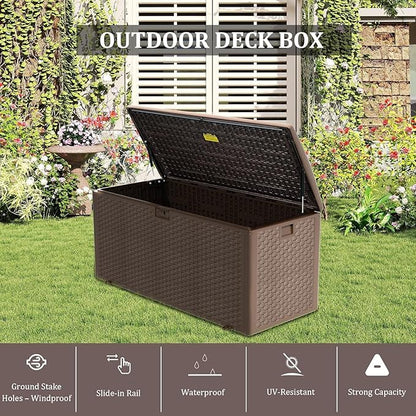 Yardgrace 180 Pro Gallon Deck Box, Outdoor Storage Box Lockable, Waterproof - Image 4