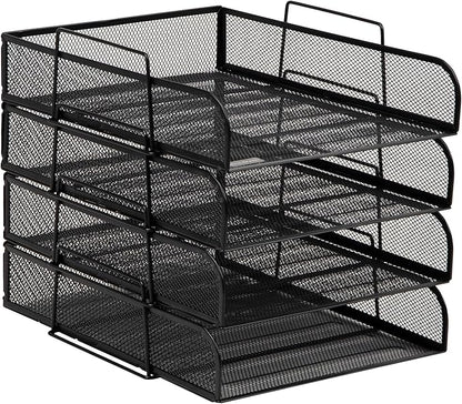 Mind Reader Stackable Paper Tray, Desktop Organizer, File Storage, Metal Mesh - Image 7