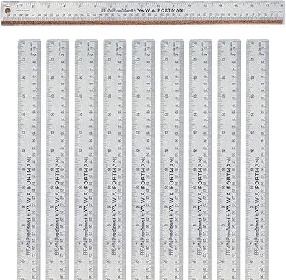 Breman Precision Metal Ruler 18 Inch Cork Back – 10 Pk Stainless Steel Straight by WAPortman