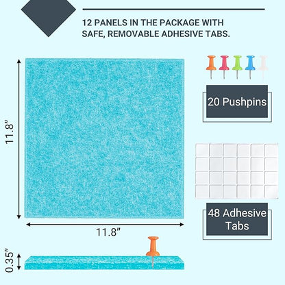 AKTOP Cork Board Bulletin Board 47"x35", 12 Pack Removable Felt Cork Board Tiles - Image 3