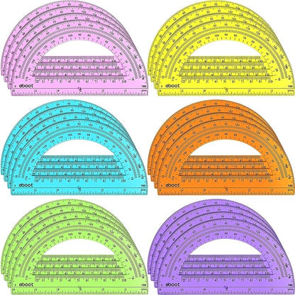 EBOOT 24 Pack Plastic Protractors Math Protractor 180 Degrees 6 Inch by eBoot