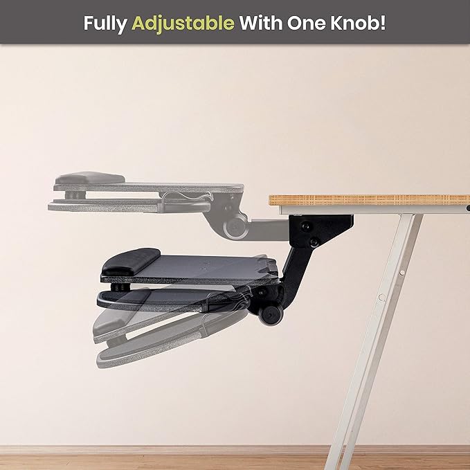 FERSGO Under Desk Keyboard Tray, 17.75" Track, One Knob Control, Undermount - Image 7