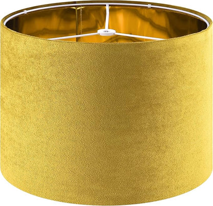 GO&SO Set of 1 Large Drum Yellow Velvet Lamp Shade -16" Top x 16" Bottom x 12" by GOSO