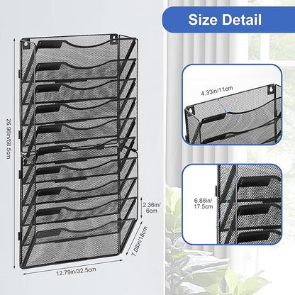 EasyPAG Wall File Organizer for Office 10 Pocket Mesh Wall Mounted Paper - Image 8
