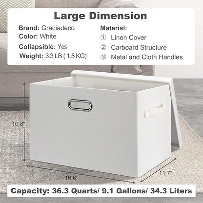 Graciadeco Large 17" 36 Quart Collapsible Stackable Storage Bins - Image 2