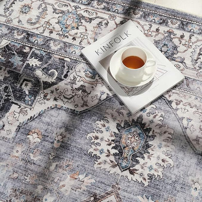 Rugcomf Vintage Medallion Kitchen Rugs Non Slip Washable 2'7"x8' - Image 7
